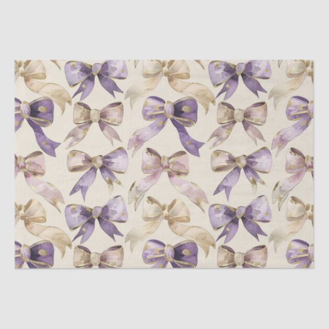 Purple Gold Bows Birthday  Tissue Paper (Front)