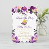 Purple Gold Bridal Shower Tea Party Invite B (Standing Front)