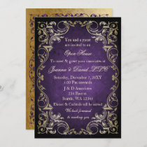 Purple Gold Business Corporate Party  Invitation