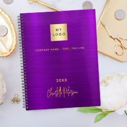 Purple gold business logo elegant signature notebook