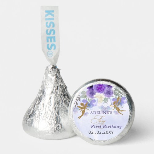 Purple Gold Butterflies Fairy First Birthday Hersheys Kisses