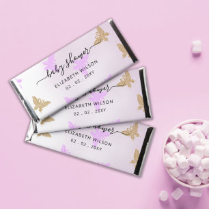 Purple Gold Butterflies Girl Baby Shower Hershey Bar Favors