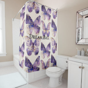 Purple Gold Butterflies Shower Curtain
