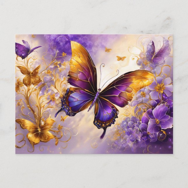 Purple & Gold Butterfly # 15 Postcard (Front)