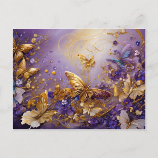 Purple & Gold Butterfly # 16 Postcard