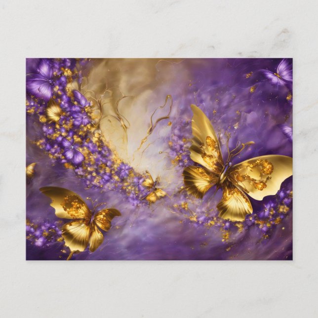 Purple & Gold Butterfly # 18 Postcard (Front)