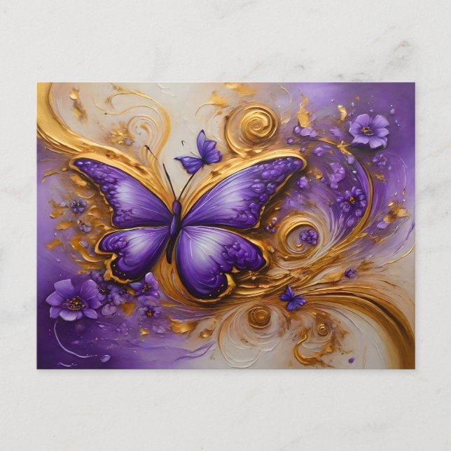 Purple & Gold Butterfly # 2 Postcard (Front)
