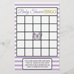Purple & Gold Butterfly Baby Shower Games Flyer