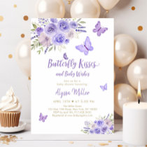 Purple Gold Butterfly Floral Baby Shower Invitation