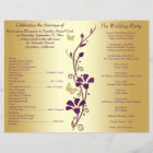 Purple, Gold Butterfly Floral Wedding Program