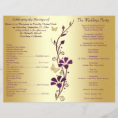 Purple, Gold Butterfly Floral Wedding Program (Back)