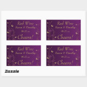 Purple, Gold Butterfly Floral Wine Label Sticker 2 (Sheet)