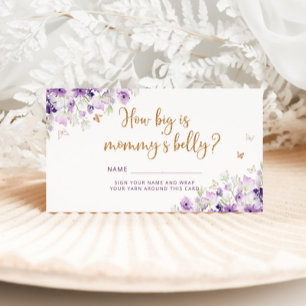 Purple gold Butterfly how big is mommy's belly Enclosure Card