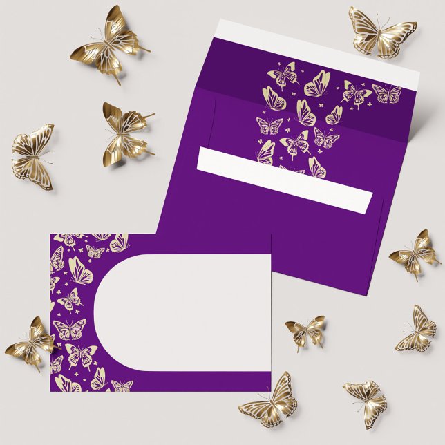 Purple Gold Butterfly Quinceañera 15th Birthday Envelope (Purple Gold Butterfly Quinceañera 15th Birthday Envelope)