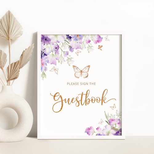 Purple gold butterfly sign the Guestbook