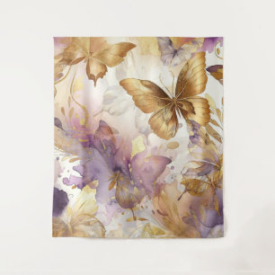 Purple & Gold Butterfly Watercolor Butterflies Tapestry