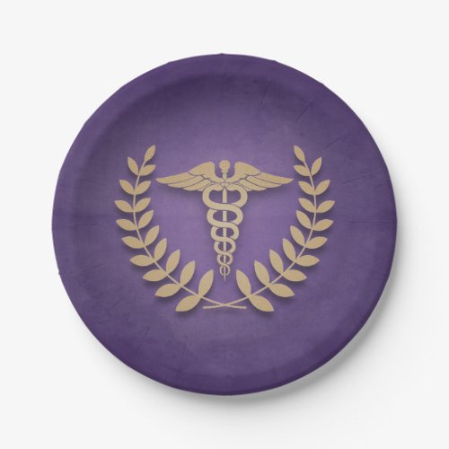 PurpleGold Caduceus Medical Symbol Doctors Party Paper Plates