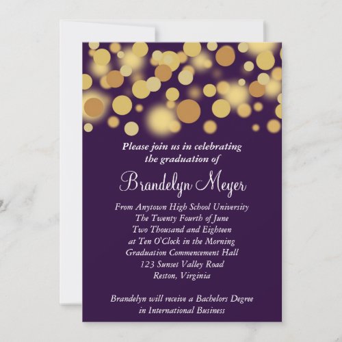 Purple Gold Celebration Graduation Announcement