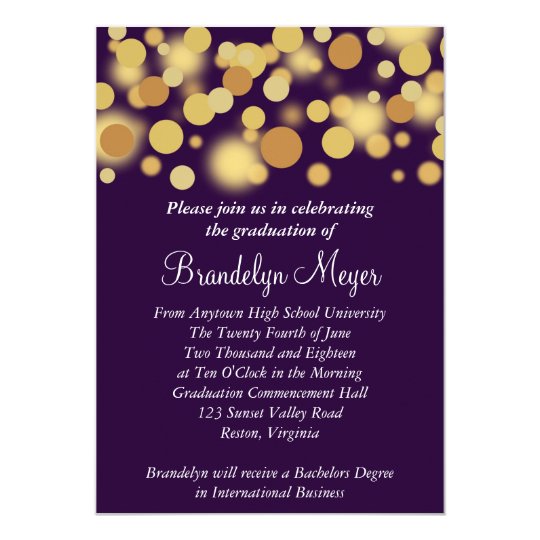 purple gold celebration graduation announcement zazzle com
