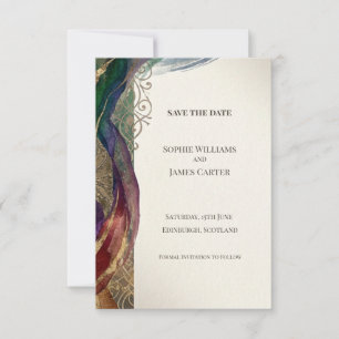 Purple Gold Celtic Botanical Save The Date Card