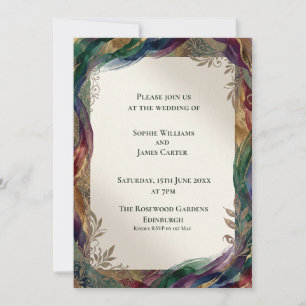 Purple Gold Celtic Botanical Wedding Invitation