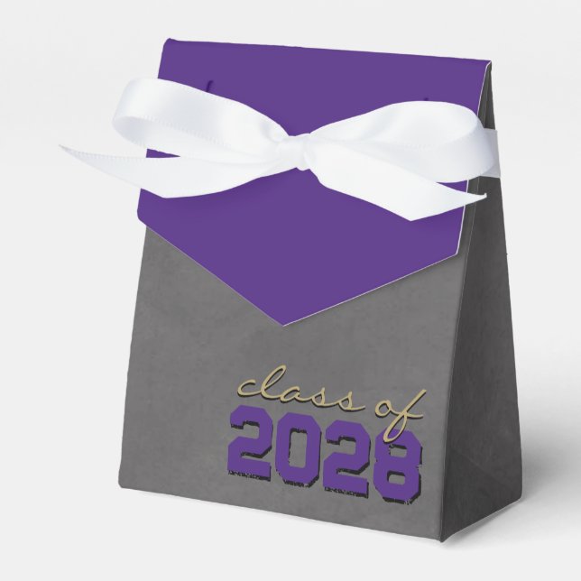 Purple & Gold Chalkboard Graduation Gift Boxes (Front Side)
