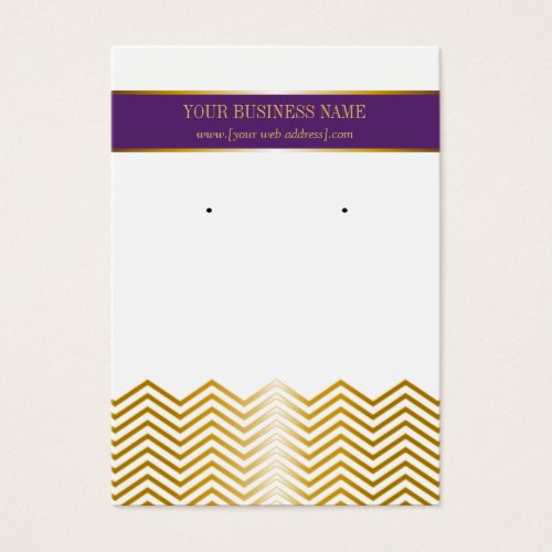 Purple Gold Chevron Custom Earring Card