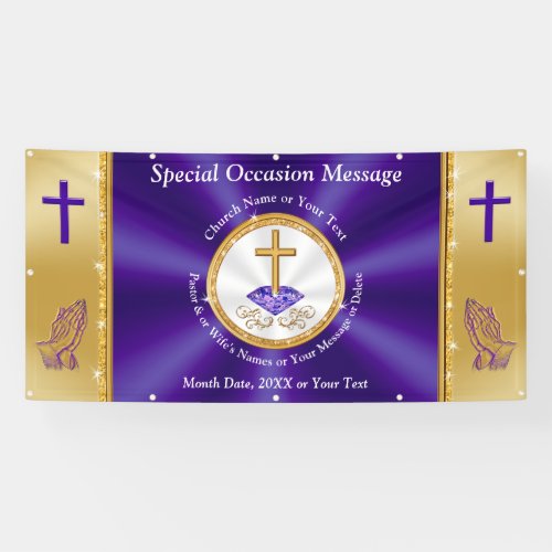 Purple Gold Church Banners Outdoor ANY Occasion