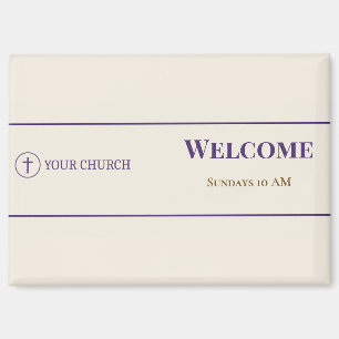 Purple Gold Church Welcome Promotional Magnet