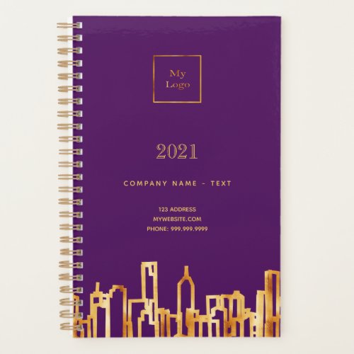 Purple gold city skyline business logo 2024 planner