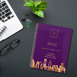 Purple gold city skyline business logo 2025 planner<br><div class="desc">A purple background,  with a modern,  abstract faux gold city skyline as decor. Personalize and add your business logo,  name and contact inforfation.  
  
Perfect for real estate agents!</div>