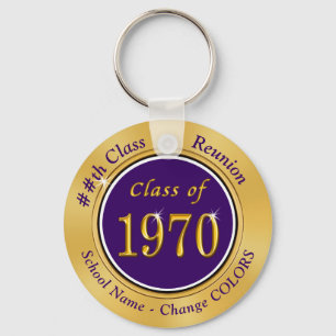 Purple Gold Class of 1970, 55th Class Reunion Gift Keychain