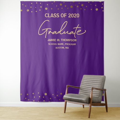 Purple Gold Class of 2020 backdrop graduation