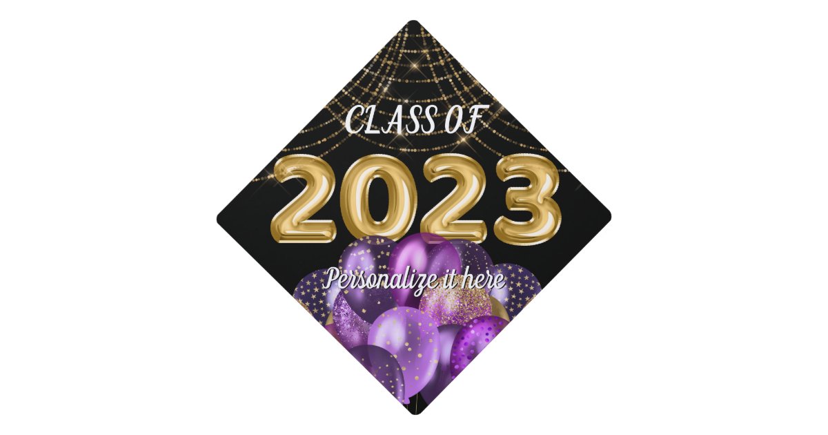 purple and gold graduation cap