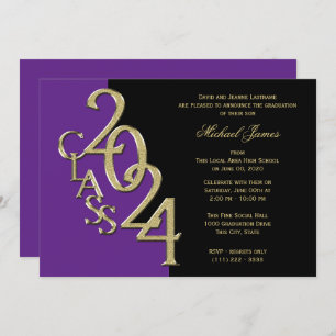 Purple Gold Class of 2024 Grad with Color Option Invitation