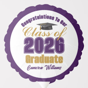 Purple Gold Class of 2026 Custom Graduation Party Balloon