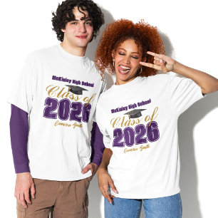 Purple Gold Class of 2026 Customized Graduate T-Shirt