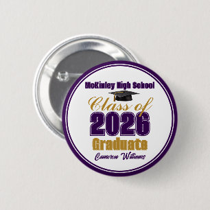 Purple Gold Class of 2026 Graduation Keepsake Button