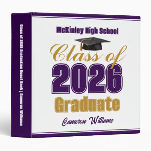 Purple Gold Class of 2026 Graduation Photo Album 3 Ring Binder
