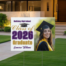 Purple Gold Class of 2026 Graduation Photo Yard