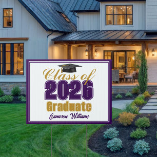 Purple Gold Class of 2026 Graduation Yard Sign