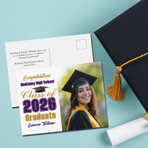 Purple Gold Class of 2026 Photo Graduation