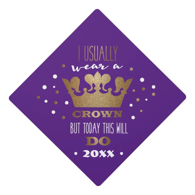 Purple Gold Class of Crown Graduation topper (Front)