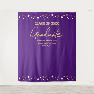 Purple Gold Class of School backdrop graduation