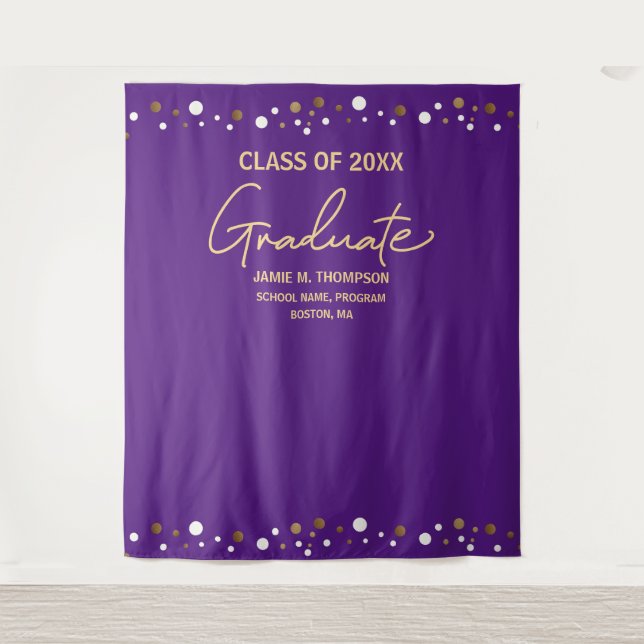 Purple Gold Class of School backdrop graduation (Front)