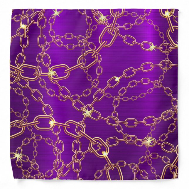 Purple gold classy chain pattern glam girly bandana (Front)