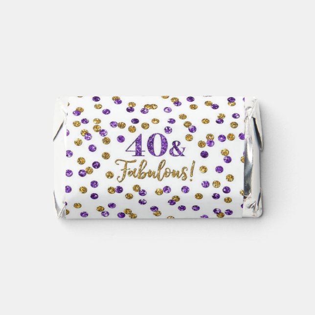 Purple Gold Confetti 40 and Fabulous Birthday Hershey's Miniatures (Front)