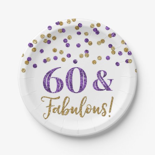 Purple Gold Confetti 60 and Fabulous Paper Plates