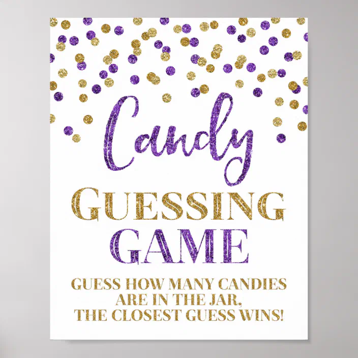Intensiv Atomisk Forbløffe Purple Gold Confetti Candy Guessing Game Sign | Zazzle.com