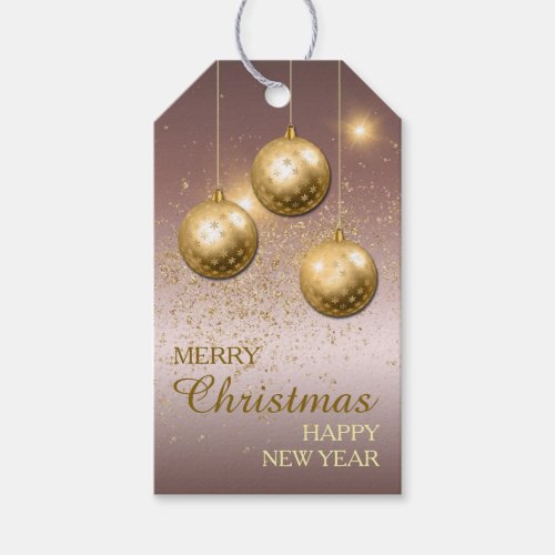 Purple Gold Confetti Christmas Bulbs Gift Tags